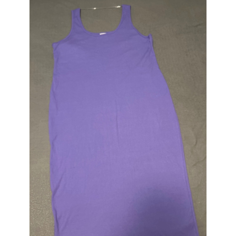 Ava & Viv Womens 3X Purple Ribbed Knit Tank Dress Sleeveless Midi Scoop Neck